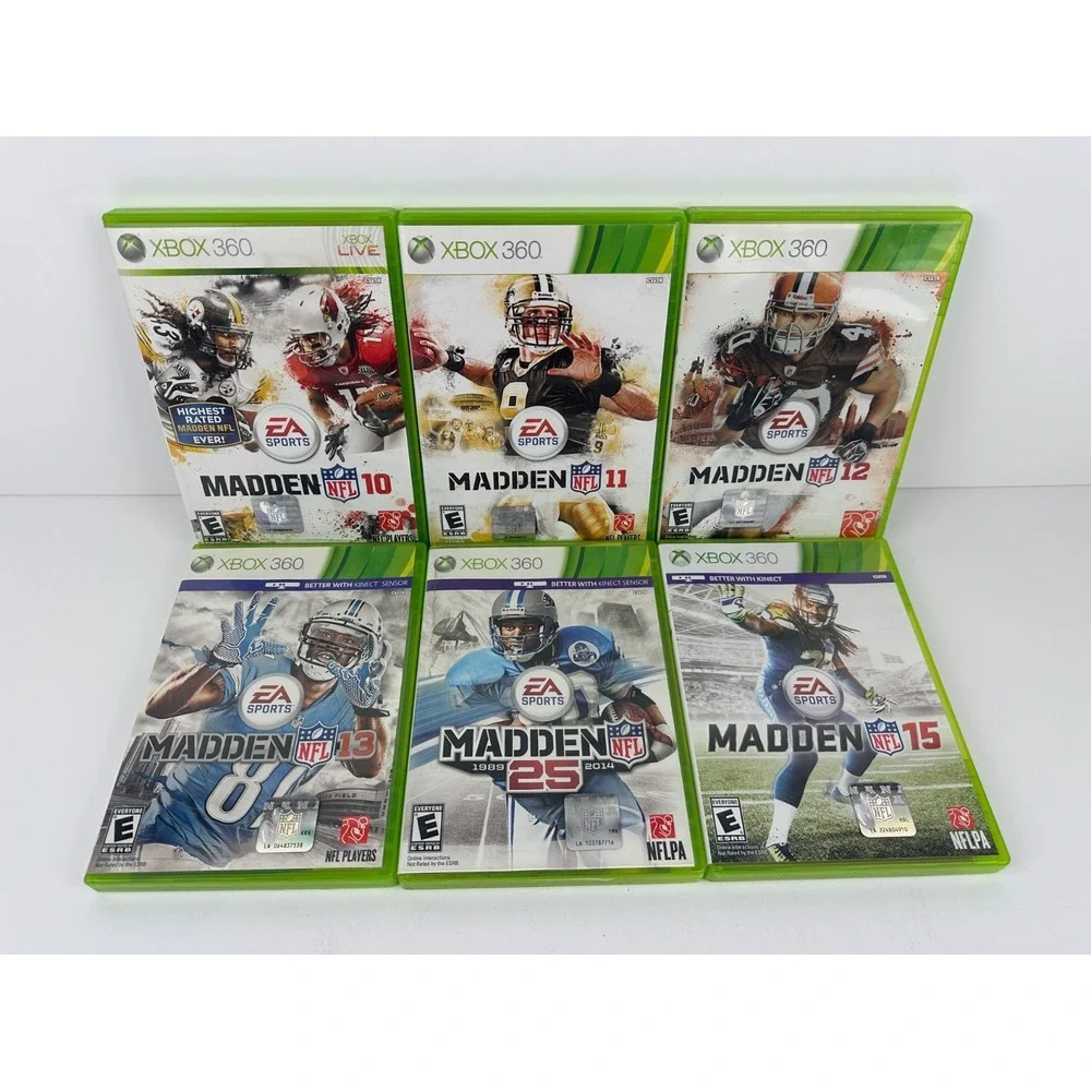 Xbox 360 Madden Bundle Lot of 6 Madden 10 11 12 13 14 15 All Complete B3